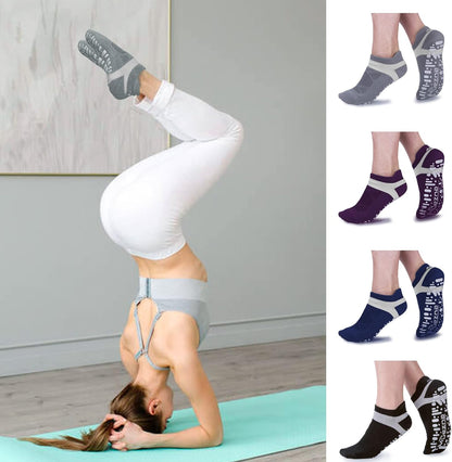 Non Slip Yoga Socks for Women, Anti-Skid Pilates, Barre, Hospital Socks with Grips, Size 5-10